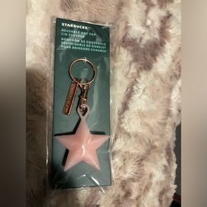 Starbucks 2023 Holiday Pink Christmas Star Reusable Hot Cup Stopper Keychain
